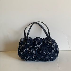 Vintage Floral Pattern Rose Navy Mini Bag Clutch
